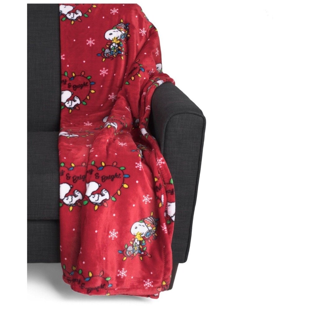 Peanuts Snoopy & Woodstock Holiday Oversized Fleece Throw Blanket